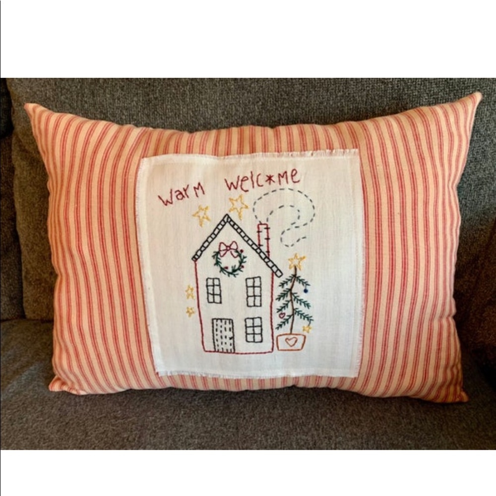 Primitive Rustic Country Colonial Home “Warm Welcome” Pillow 14X20
